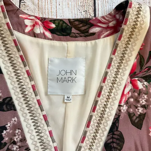 John Mark Open Front Kimono Cardigan Boho Floral Size Medium Women Shirt Top