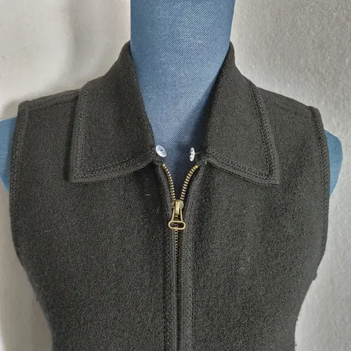 Vintage Black Tally Ho Wool Vest Faux Fur Removable Collar