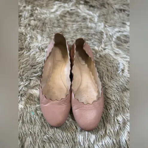 Chloé Chloe Lauren Scalloped Leather Pink Tea ballets flats size 39/9