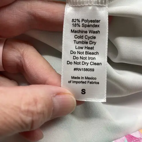 Lula Activewear White Pink Lotus Flower Print Activewear Tank Dress Size Small