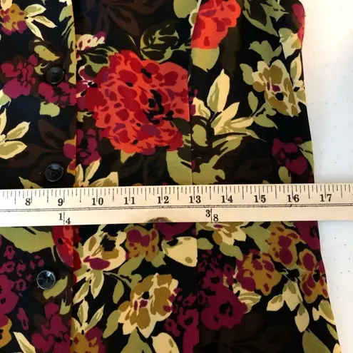 Julian Taylor Womens Shirt Dress Black Red Floral Midi Sleeveless Buttons 8