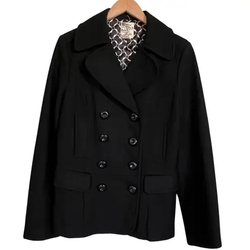 Anthropologie Brand Tulle Black Pea Coat Women’s Size L Size L
