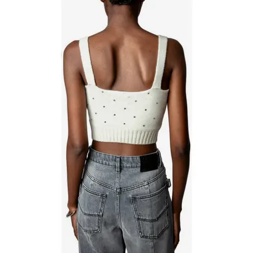 Zadig & Voltaire Bettina Crystal Cashmere Top in Ecru XS