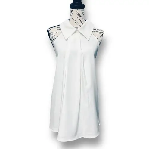 Stylewe 2XL White Halter Tank Top Sleeveless Collared Stretch Pleated NWT Size 2X