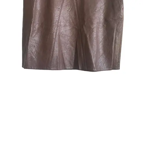 ZARA Skirt Women L Brown A-line Exposed Back Zipper Faux Leather Mini Lined