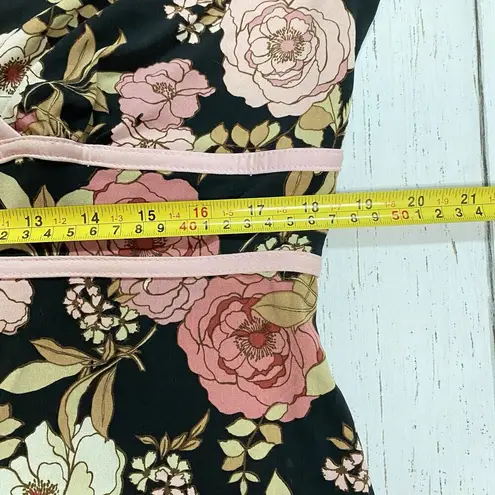 Y2K 90’s FLP Dress Womens XL Surplice Floral Black Pink Fairy Goth Whimsigoth