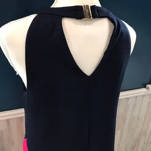 Slate + Willow  Navy Color Block Halter Keyhole