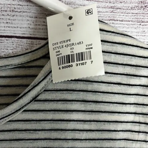 Zoe & Liv Womens Scalloped Sleeveless Striped Graphic Vacation Mode Top Sz L