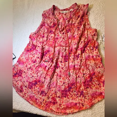 Caffe Marrakech Embroidered Lace Tank with Rope Tassel