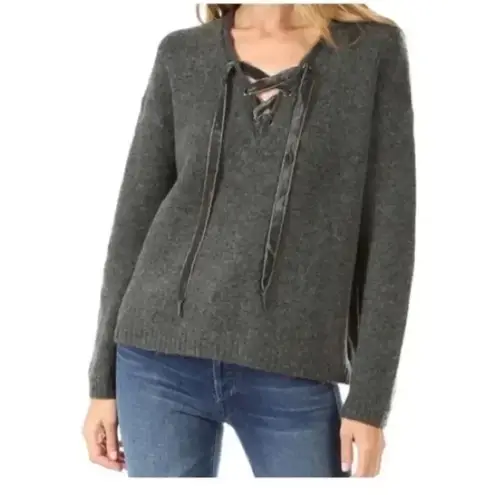 Rails Cashmere Wool Blend Amelia Lace Up Sweater Charcoal Grey Size XS