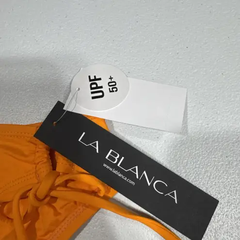 La Blanca Island Goddess Side-Tie Bikini Swimsuit Bottom Sz 10 Tangerine UPF 50+