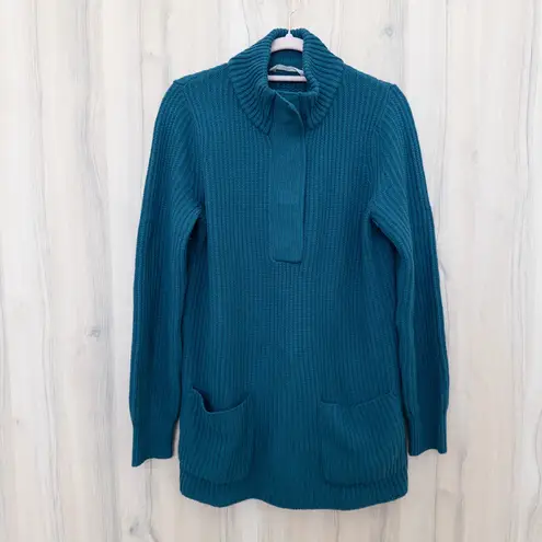 Soft Surroundings Womens Highland Sweater Size S Teal Ribbed Tunic Cozy Winter