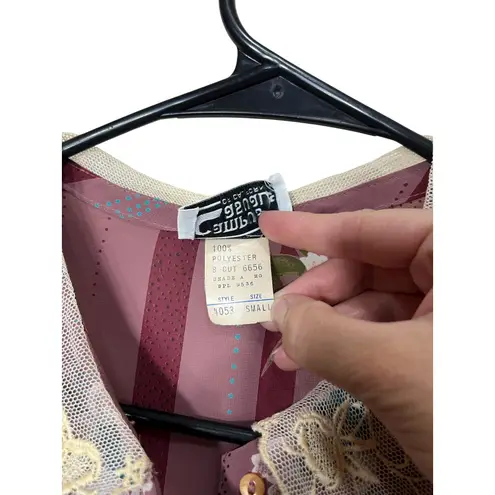 Vintage Campus Casuals Striped Floral Skirt and Blouse Outfit Size Small Purple