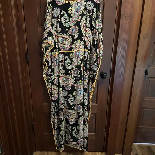 NWT Chasing Unicorns Black Paisley Kaftan Dress Size Large