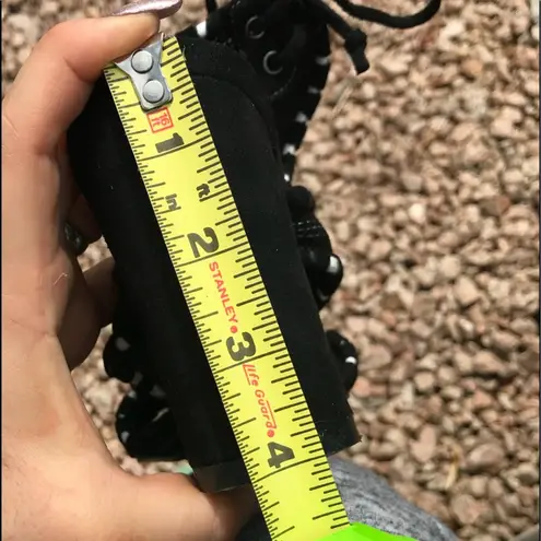 Black Women Sandals size 7 1/2 Dark Academia Grunge cutout suede chunky heel