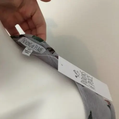 Patrons of Peace NEW NWT Gray Coral Tropical Hawaiian Floral Peplum Crop Top XS