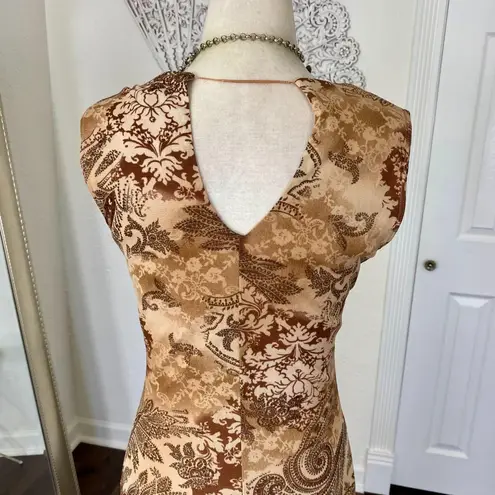 Moa Moa Early 2000's Brown Tan Whimsygoth Paisley Mesh Boho Midi Dress Size L