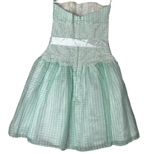 Gunne Sax Jessica McClintock Vintage Lace Plaid Dress Size 3/4