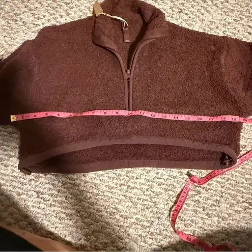 SKIMS NWT Garnet Cozy Knit Sherpa Teddy Cropped Pullover Half Zip Up Size XXS/XS