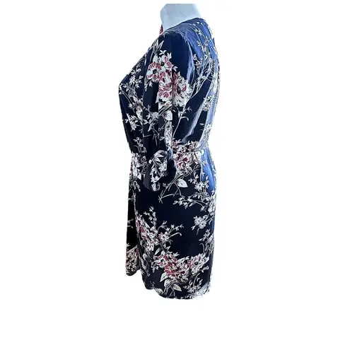 NWT 41 Hawthorn Dress Womens Navy Wrap Dress Floral Belted V