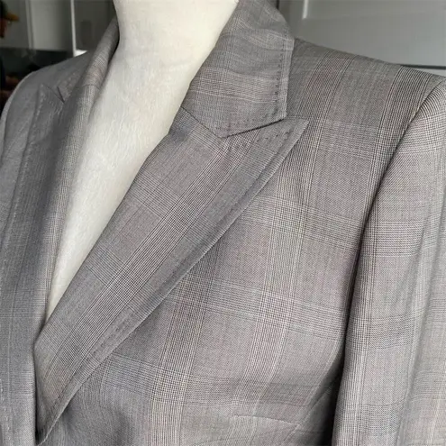 Anne Klein  Women's Gray Wool Blend One-Button Blazer Size 6 Tailored Long Sleeve