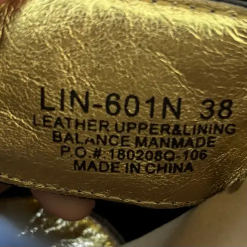 Alegria Linn Black Leather Embroidered Floral Sandals Women's Size 8 US, 38 EU