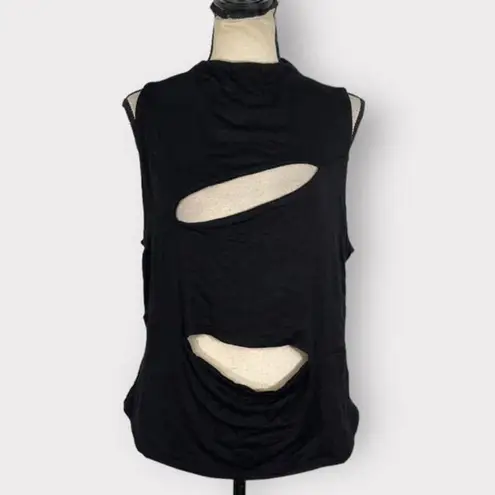Naked Wardrobe Mock Neck Cutout Sleeveless Sweater Black Women's Plus Size 3X