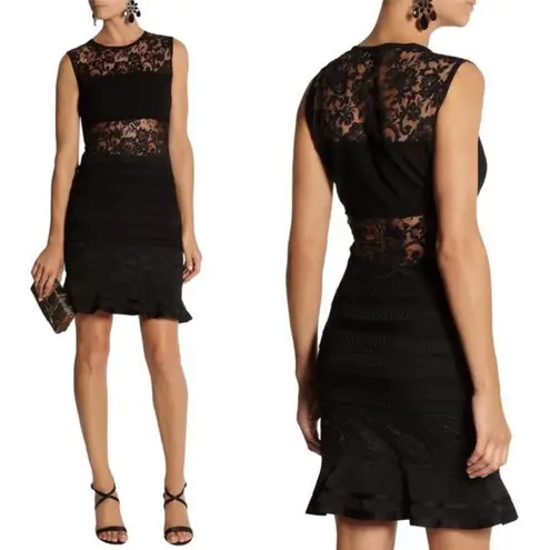 Roberto Cavalli Black Jersey Lace Cocktail Dress Lace Insert Sleeveless 38 USA 2
