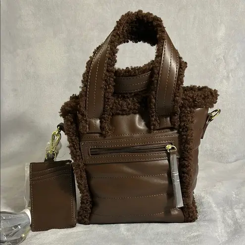 ASPEN Brown Quilted Mini Bag with Sherpa Accents