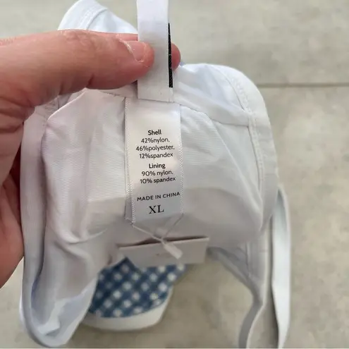 ANDIE NWT Swim The Cove Top Gingham Pool Blue & White Plaid Bikini Top XL