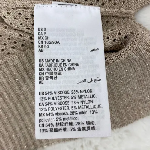 INC International Concepts Metallic Split Sleeve Pullover Sweater Tan Small - Image 12