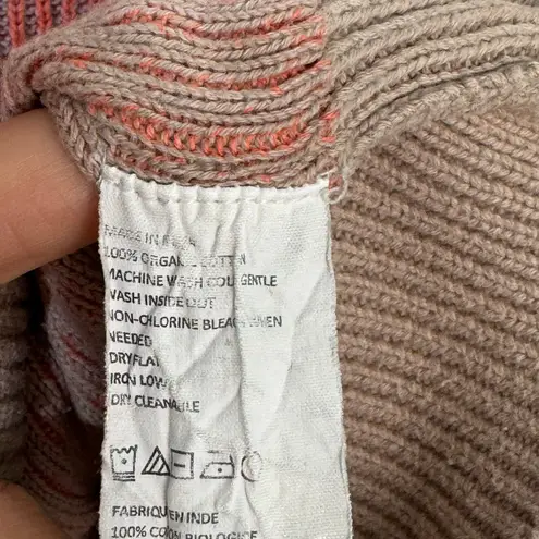 prAna Branagan Pink & Blue Color-Block Striped Cre Sweater Organic Cotton Medium