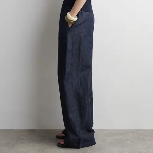 COS Wide Leg denim drawstring pant indigo organic cotton relaxed fit 6