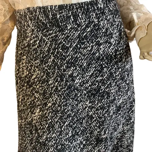 Jason Wu BLACK & CREAM TWEED FRINGE HEM A-LINE MIDI SKIRT (10)