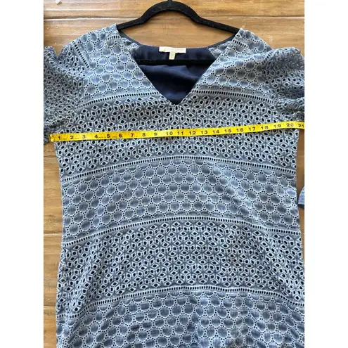 Lavender Brown Blue Eyelet Tunic Dress Large Boho Festival Kimono Sleeve USA