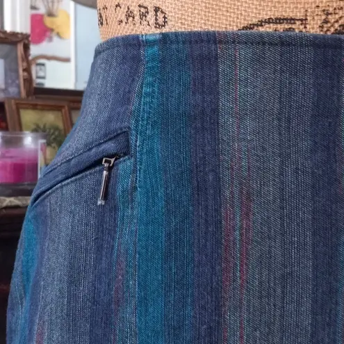 Etcetera Blue Multi Denim Striped Pencil Skirt