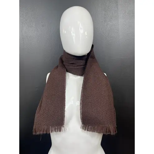 Womens Chocolate Brown Fringed Wool Blend 49in Scarf SKU 7142