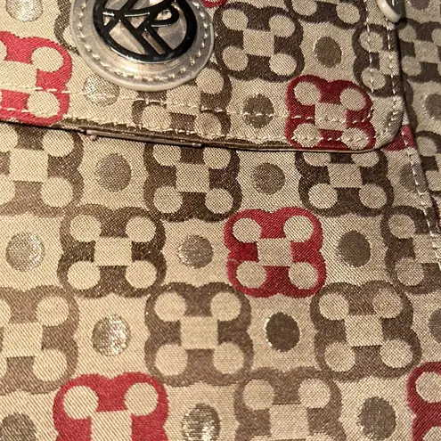 kim rogers Brown and Red Crossbody Bag with Geometric Pattern