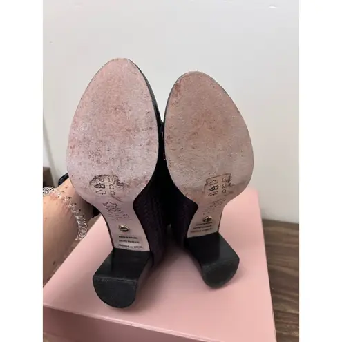 A.D. & Daughters Woven Leather Heeled Ankle Boots Size 8M Aubergine Fig Tassel Purple