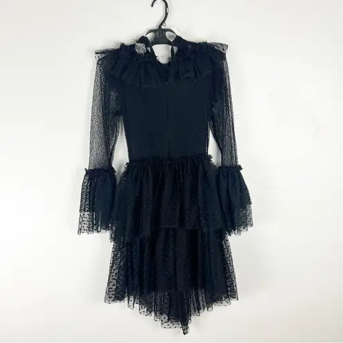 SANDRA MANSOUR x H&M Black Polka Dot Lace Trim Tulle Skirt Sheer Dress Small