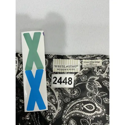 White Stag Womans Womans Plus 22W/24W Black White Sequins V Neck Beach Coverup