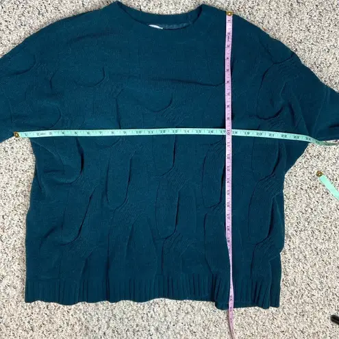 J. Jill Size M Chenille Teal Peacock Chunky Cable Knit Sweater Pullover Knit Top Green Size M