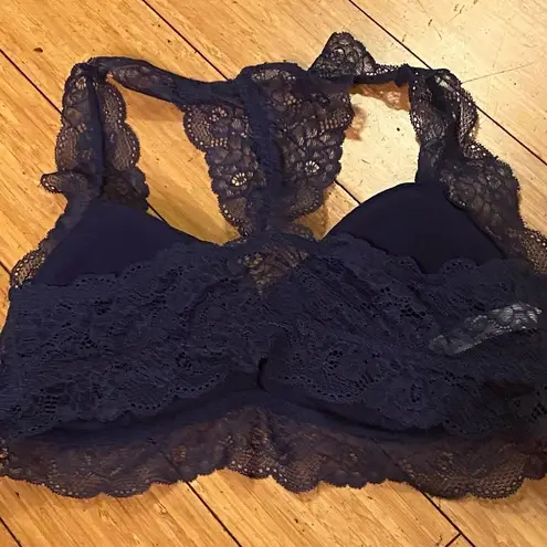 Gilligan & O’Malley Navy Blue Lace Racerback Bralette Sz Medium