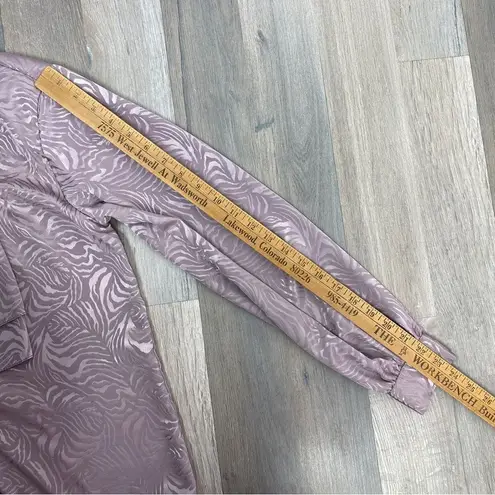 Vintage Alexandria Satin Jacquard Blouse Dusty Mauve 10 Bow Neck Pussybow Purple