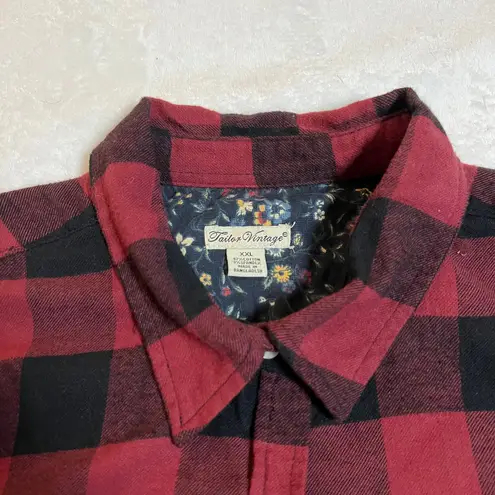 Tailor Vintage Buffalo Check Plaid Flannel Button Up Shirt Size XXL Holidays Red
