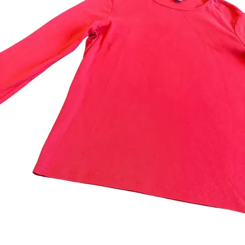 Pendleton Pendelton Bold Coral Long Sleeve T-Shirt Stretch 100% Cotton Size Medium Women's
