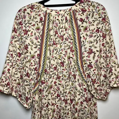 Wonderly Tiered Peasant Midi Dress Puff Sleeves Floral 2X Cottage Boho Romantic Coquette