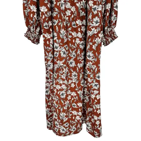 La Ligne x Target Rust Floral Print Midi Dress with Slit size 1X Long Sleeves Orange