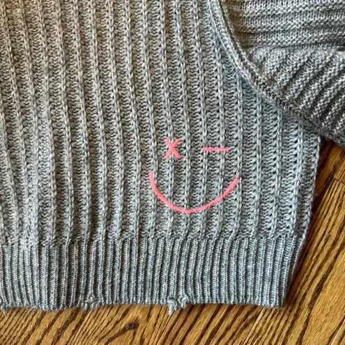 Vintage ‎ Havana Gray Sweater with Pink Stitching Size L