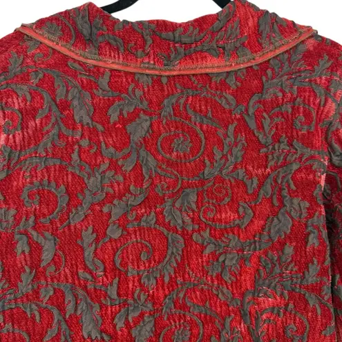 Vintage Produce Company Women's Red Brocade Burnout Jacket Size Medium Goth